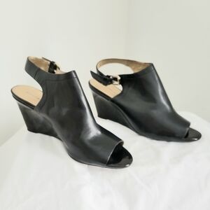 Bandolino Black Peep-Toe Wedge Sandals
